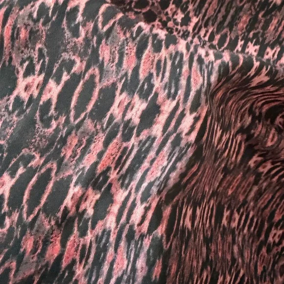 Women's Mixed-Print Long Sleeve Blouse in Wine and Black - Picture 4 of 5